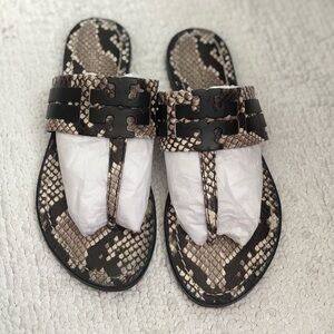 TORY BURCH Leigh Snake Print Thong Sandals NIB